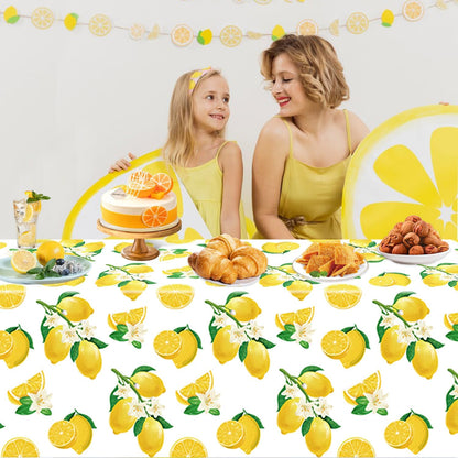 4 Pack Lemon Tablecloth Lemons Summer Party Tablecover Rectangle Disposable Lemonade Table Cover 51 x 86 for Lemonade Theme Birthday Party Wedding Shower Supplies Lemon Table Decorations