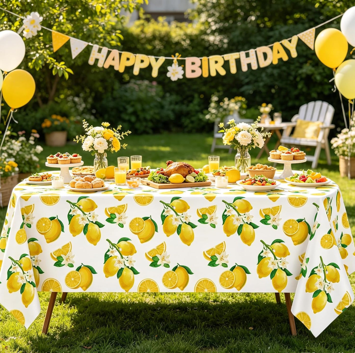 4 Pack Lemon Tablecloth Lemons Summer Party Tablecover Rectangle Disposable Lemonade Table Cover 51 x 86 for Lemonade Theme Birthday Party Wedding Shower Supplies Lemon Table Decorations