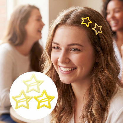 60pcs Star Hair Barrettes, Snap Star Clip, Yellow Series | Star Hair Pin Accessories for Women, Non-Slip, Ferroalloy Made, 2000s Y2K, for Birthday, Party, Music Festival