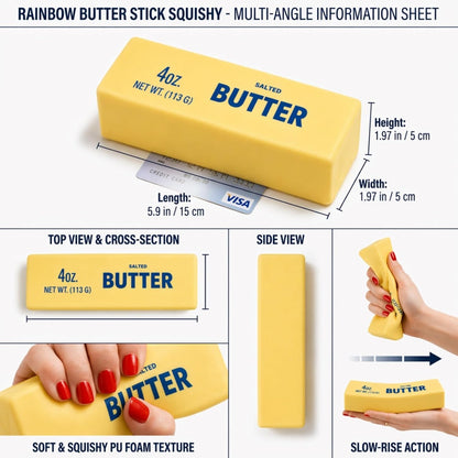 Butter Stick Squishy Fidget Toy Slow Rising Stress Relief Anxiety Sensory Squeeze Relax for Office Desk Daily Calm Yellow Butter Squishy