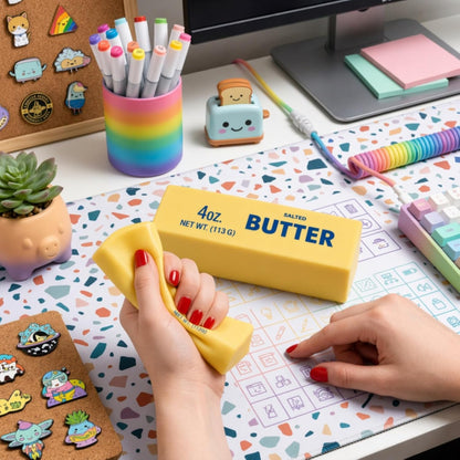 Butter Stick Squishy Fidget Toy Slow Rising Stress Relief Anxiety Sensory Squeeze Relax for Office Desk Daily Calm Yellow Butter Squishy