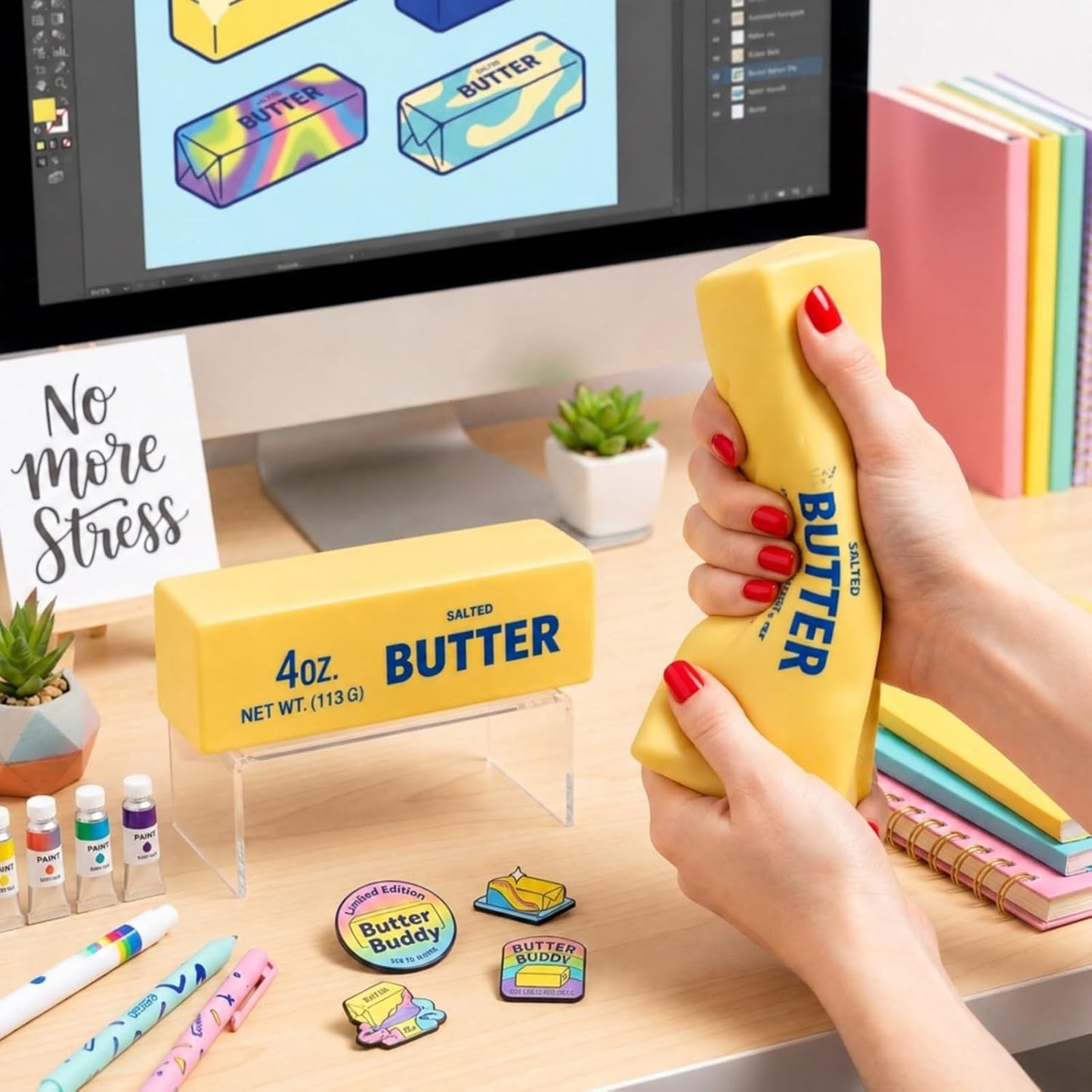 Butter Stick Squishy Fidget Toy Slow Rising Stress Relief Anxiety Sensory Squeeze Relax for Office Desk Daily Calm Yellow Butter Squishy