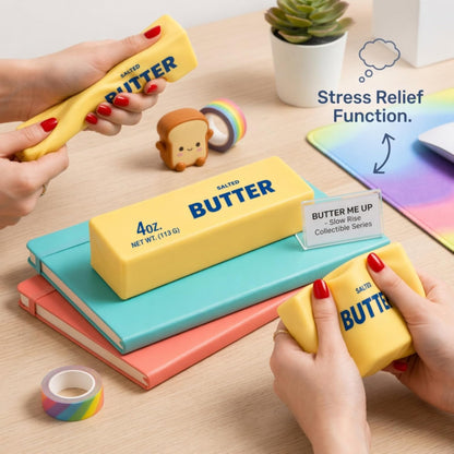 Butter Stick Squishy Fidget Toy Slow Rising Stress Relief Anxiety Sensory Squeeze Relax for Office Desk Daily Calm Yellow Butter Squishy