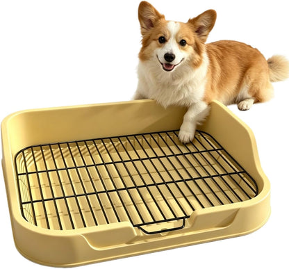 Dog Toilet with Pee Pad Holder, Indoor Dog Training Potty Tray, 19.29" L x 15.35" W x 4.33" H Plastic Dog Litter Box, Portable Pet Toilet for Small Medium Dogs(Yellow)