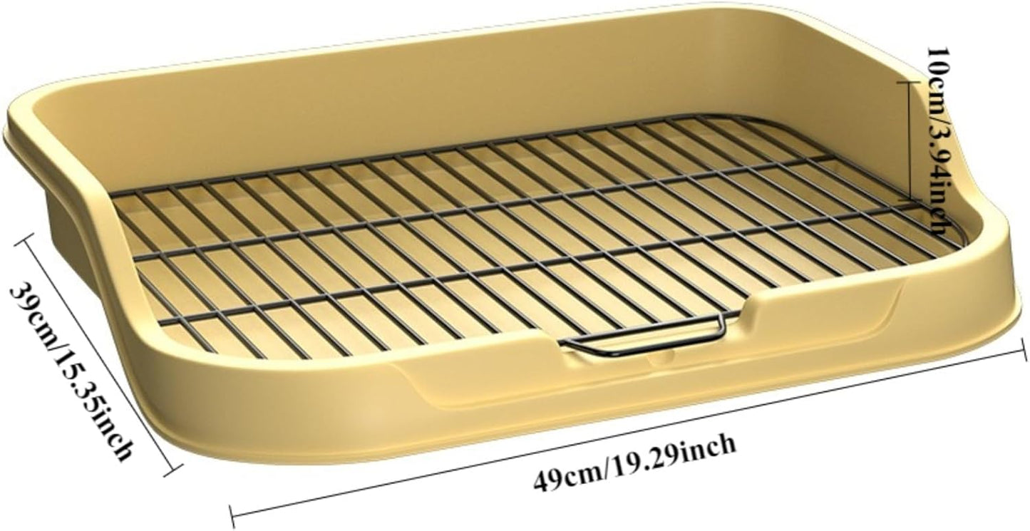 Dog Toilet with Pee Pad Holder, Indoor Dog Training Potty Tray, 19.29" L x 15.35" W x 4.33" H Plastic Dog Litter Box, Portable Pet Toilet for Small Medium Dogs(Yellow)