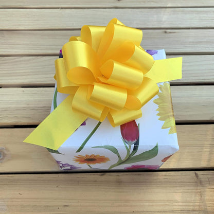 Yellow Decorative Gift Pull Bows - 5" Wide, Set of 10, Fall | Labor Day, Veterans Day, Thanksgiving, Christmas, America 250 Anniversary, Support Our Troops, Wreath, Birthday, Fundraiser