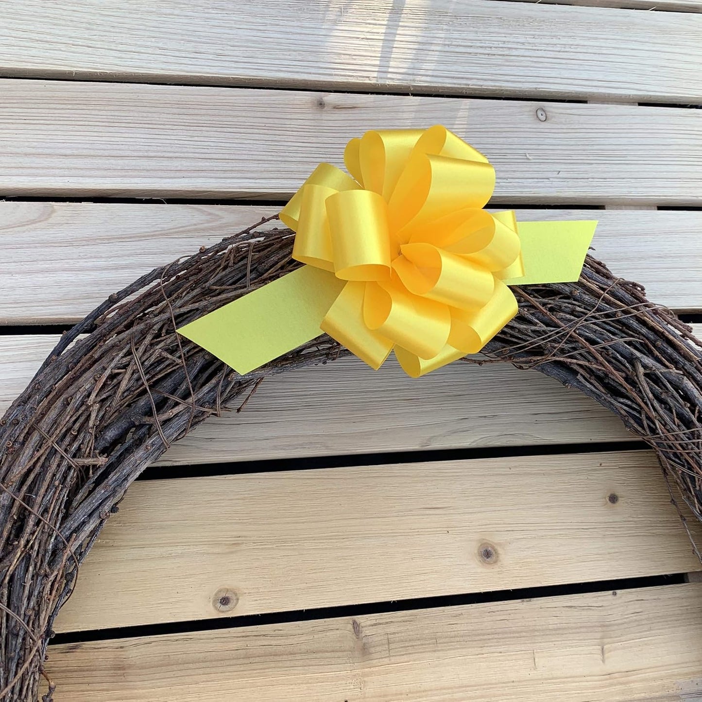 Yellow Decorative Gift Pull Bows - 5" Wide, Set of 10, Fall | Labor Day, Veterans Day, Thanksgiving, Christmas, America 250 Anniversary, Support Our Troops, Wreath, Birthday, Fundraiser