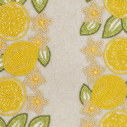 Beaded Table Runner 13x36 Inch Beaded Runner - Premium Glass Beads & Polyester Ideal for Wedding Home Décor Christmas & Family Gathering (Yellow Light Green)