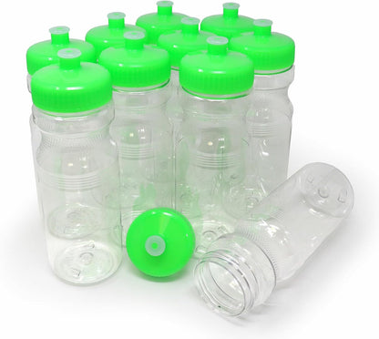 24 Ounce BPA-Free Plastic Water Bottles, Set of 10, Made in USA