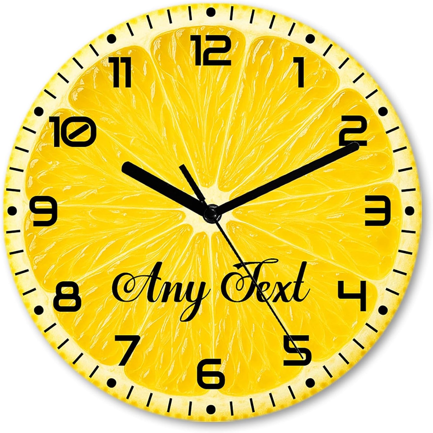 11.6 Inch Silent Non-Ticking Battery Operated Round Wall Clock, Funny Lemon Yellow Fruits Wall Clock, Clocks Easy to Read for Pool/Home/Office/Kitchen/Bedroom/Living Room