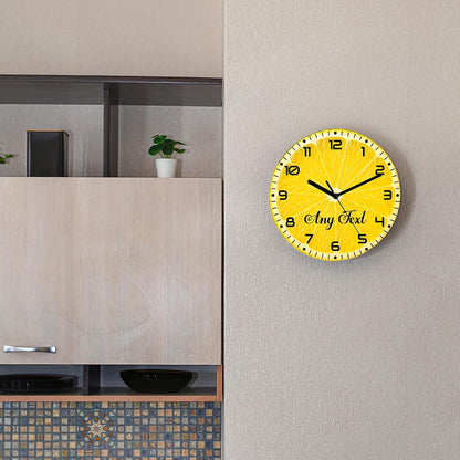 11.6 Inch Silent Non-Ticking Battery Operated Round Wall Clock, Funny Lemon Yellow Fruits Wall Clock, Clocks Easy to Read for Pool/Home/Office/Kitchen/Bedroom/Living Room