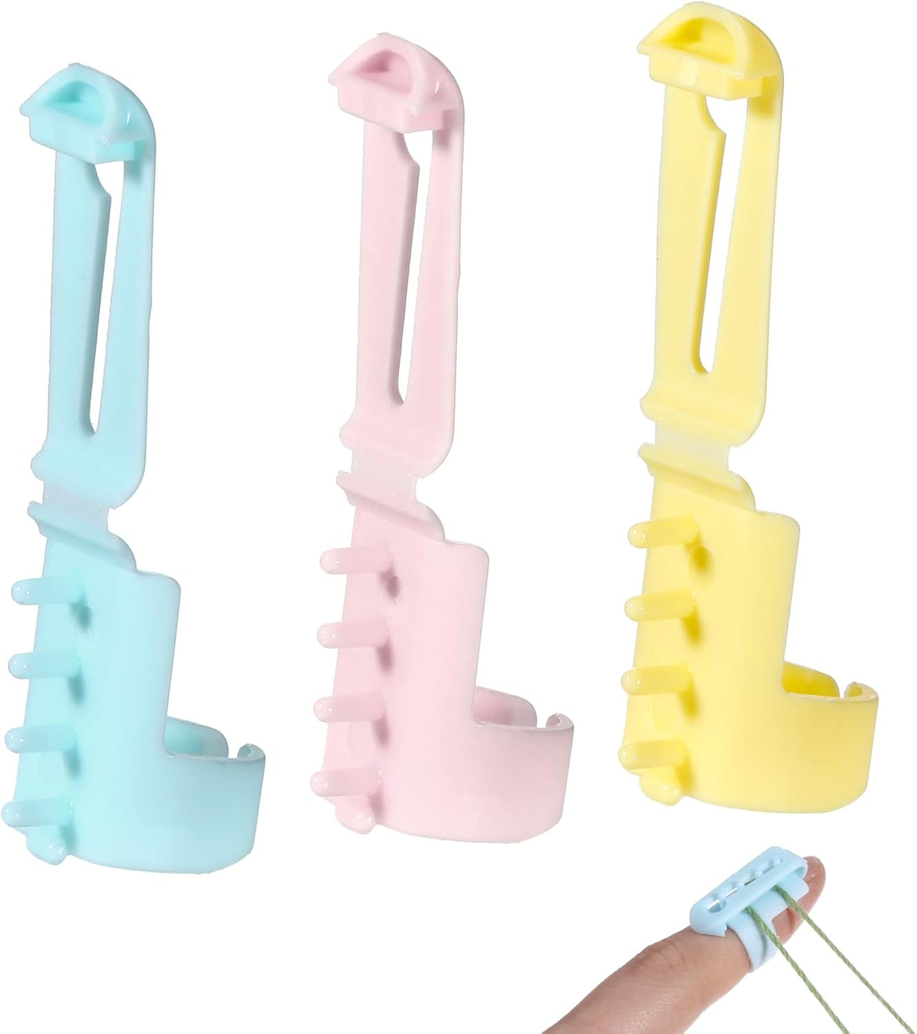 3PCS Yarn Guide Ring for Crocheting, Plastic Yarn Guide Ring Crocheting Knitting Tool, Adjustable Crafts Accessories (Pink, Blue and Yellow)
