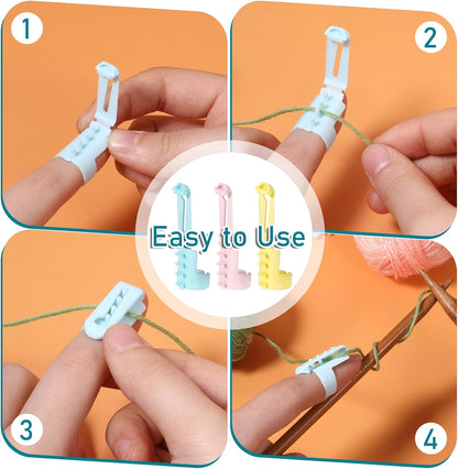 3PCS Yarn Guide Ring for Crocheting, Plastic Yarn Guide Ring Crocheting Knitting Tool, Adjustable Crafts Accessories (Pink, Blue and Yellow)