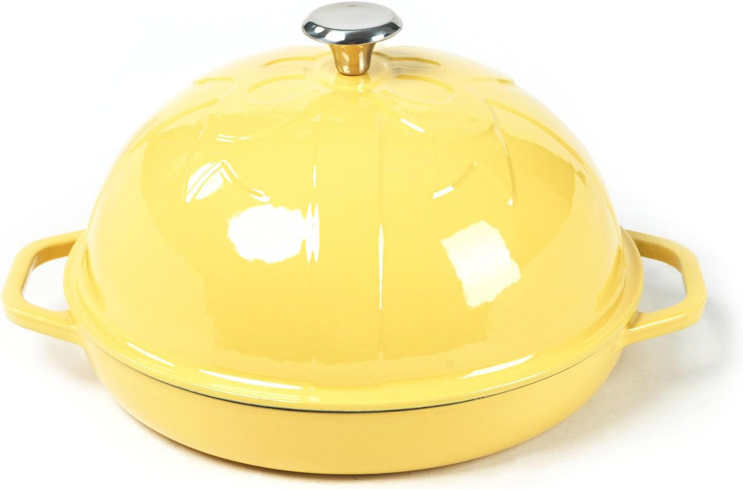Cast Iron Bread Oven with Cloche Lid, Dia. 11.8inch/30cm, 2qt, Sourdough Baking Pan Enameled Yellow