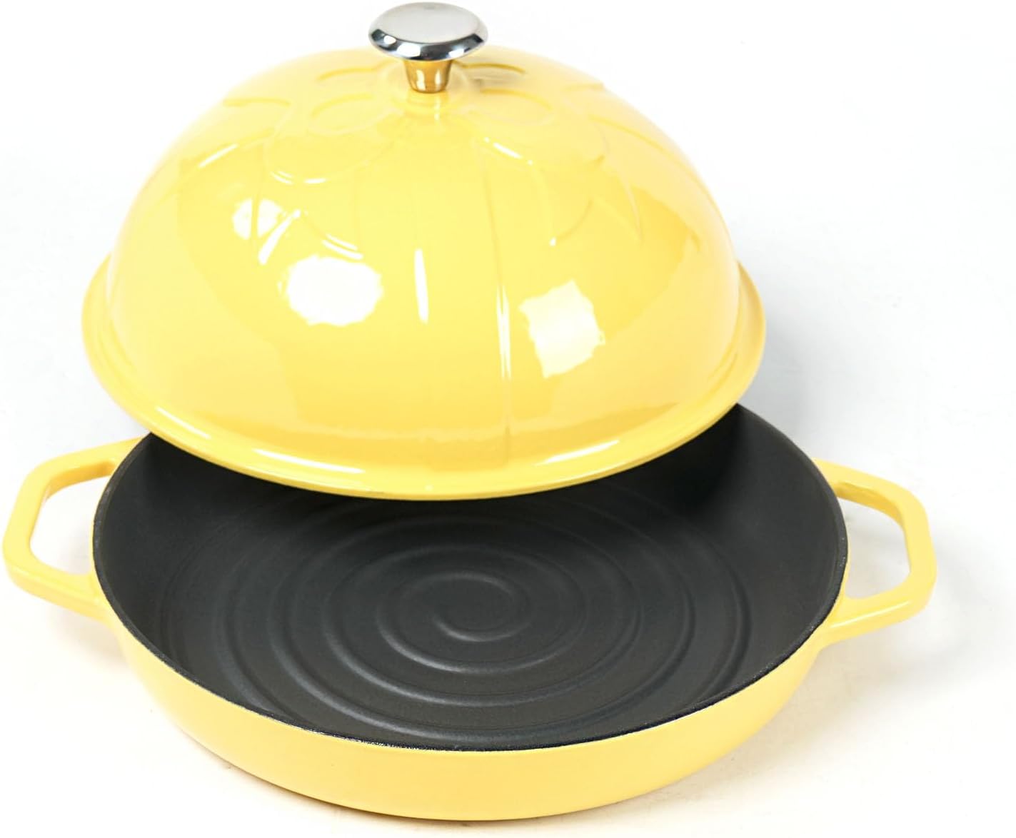 Cast Iron Bread Oven with Cloche Lid, Dia. 11.8inch/30cm, 2qt, Sourdough Baking Pan Enameled Yellow