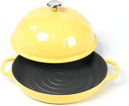 Cast Iron Bread Oven with Cloche Lid, Dia. 11.8inch/30cm, 2qt, Sourdough Baking Pan Enameled Yellow