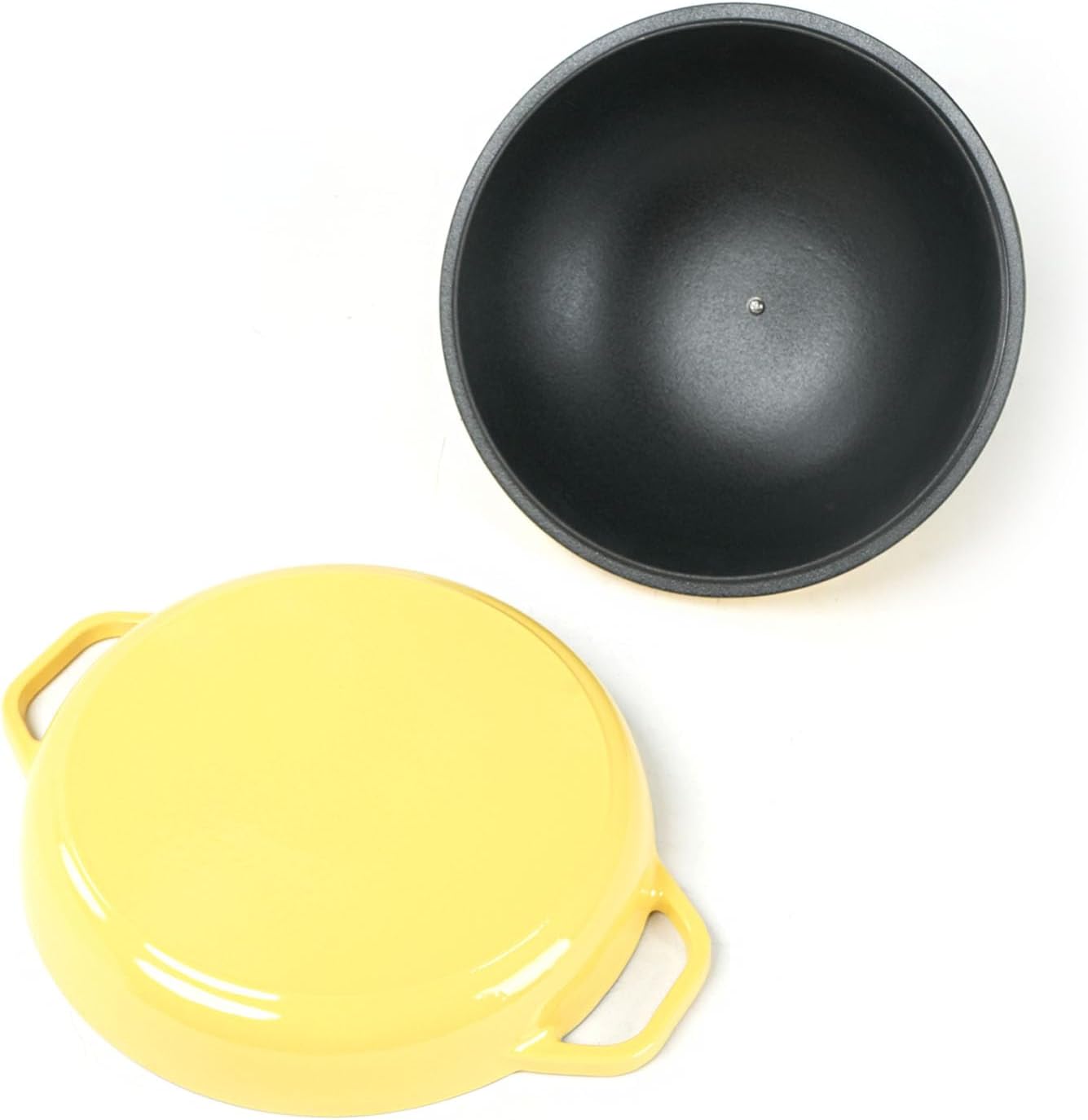 Cast Iron Bread Oven with Cloche Lid, Dia. 11.8inch/30cm, 2qt, Sourdough Baking Pan Enameled Yellow