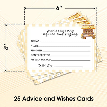 Set of 25 Yellow Plaid Advice and Wishes Cards - Words of Wisdom Guest Book for Newlyweds Bridal Shower Wedding Retirement Grad Fill in Style Invites Cards -T003