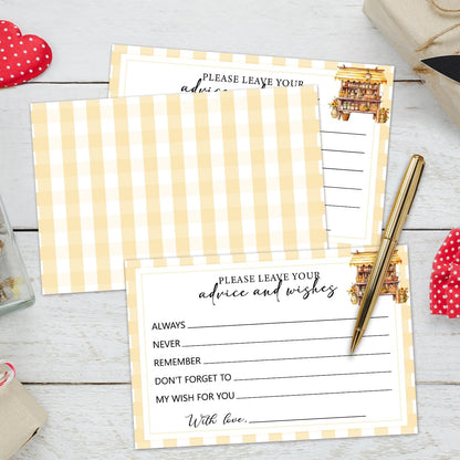 Set of 25 Yellow Plaid Advice and Wishes Cards - Words of Wisdom Guest Book for Newlyweds Bridal Shower Wedding Retirement Grad Fill in Style Invites Cards -T003