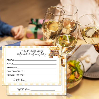 Set of 25 Yellow Plaid Advice and Wishes Cards - Words of Wisdom Guest Book for Newlyweds Bridal Shower Wedding Retirement Grad Fill in Style Invites Cards -T003