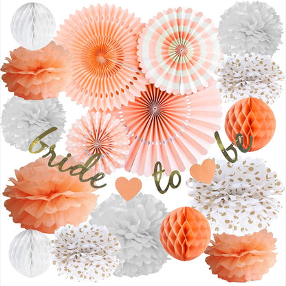 Bridal Shower Decorations Set, Bachelorette Party Decor, Bride to Be Banner, Dessert Table Decorations Kit, Bachelorette Party Supplies, Paper Fans, paper flowers, Honeycomb Balls Pack