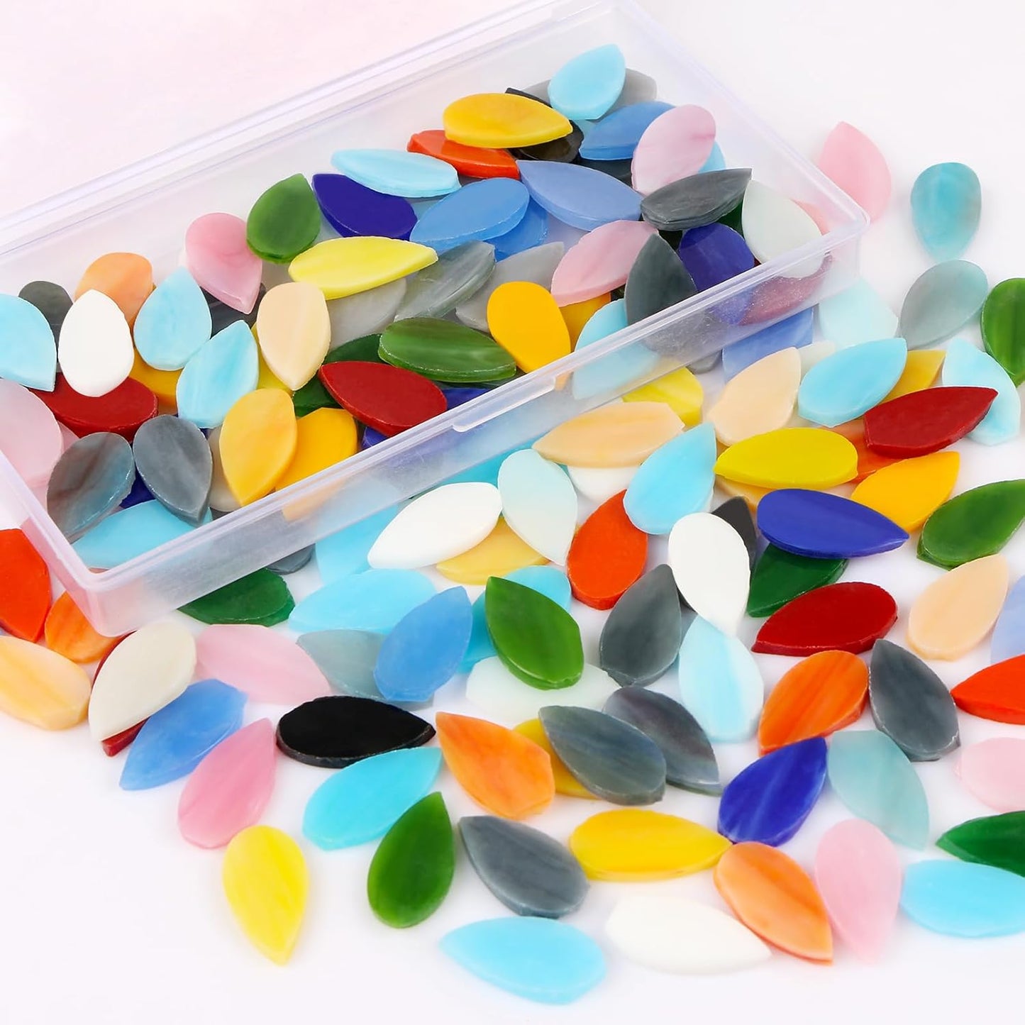 Flat Glass Mosaic Tiles, 150 pcs Stained Glass Mosaic, Waterdrop Gems for Home Decoration DIY Crafts