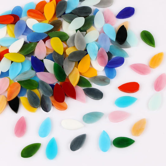 Flat Glass Mosaic Tiles, 150 pcs Stained Glass Mosaic, Waterdrop Gems for Home Decoration DIY Crafts