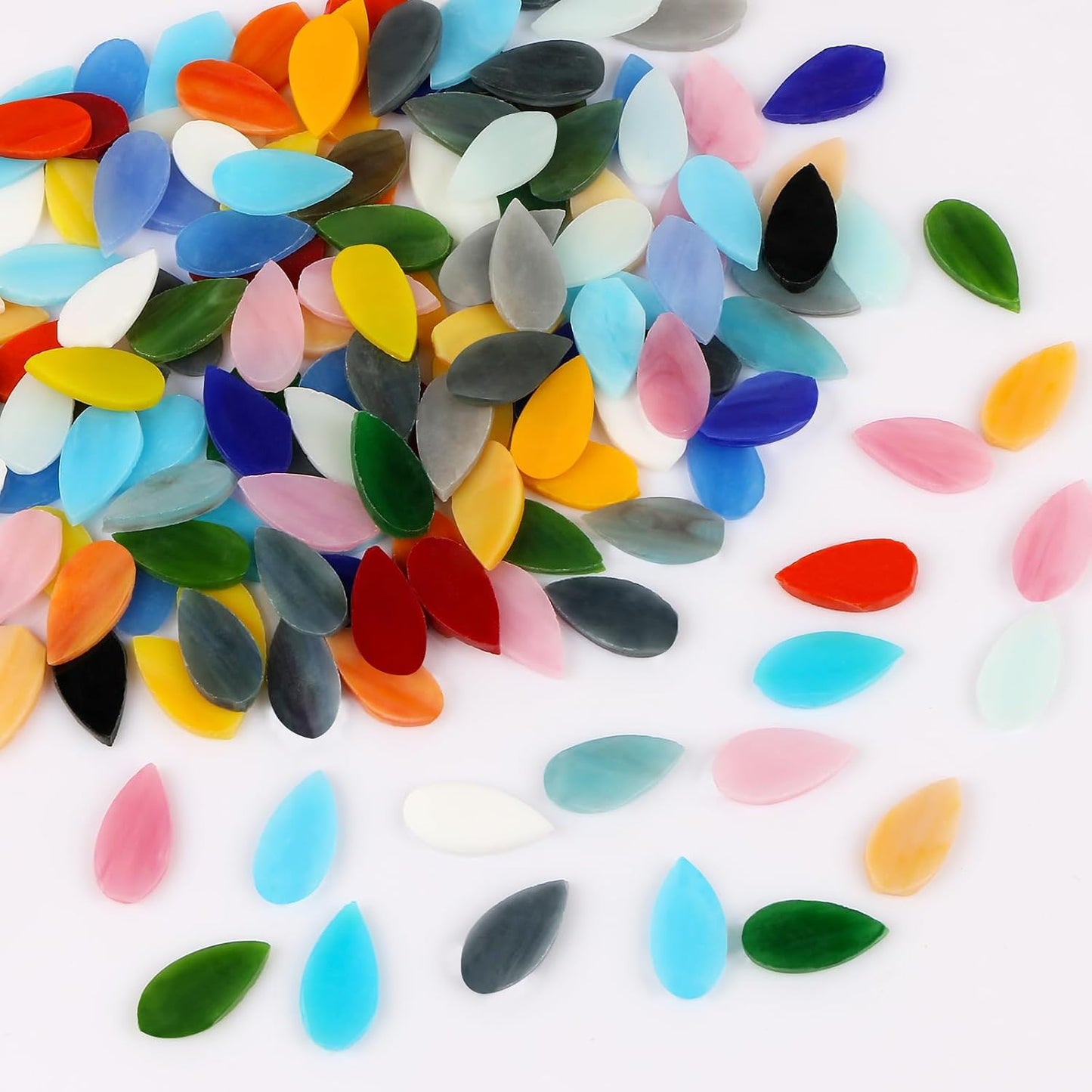 Flat Glass Mosaic Tiles, 150 pcs Stained Glass Mosaic, Waterdrop Gems for Home Decoration DIY Crafts