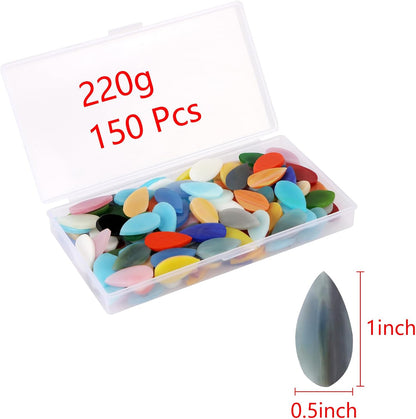 Flat Glass Mosaic Tiles, 150 pcs Stained Glass Mosaic, Waterdrop Gems for Home Decoration DIY Crafts