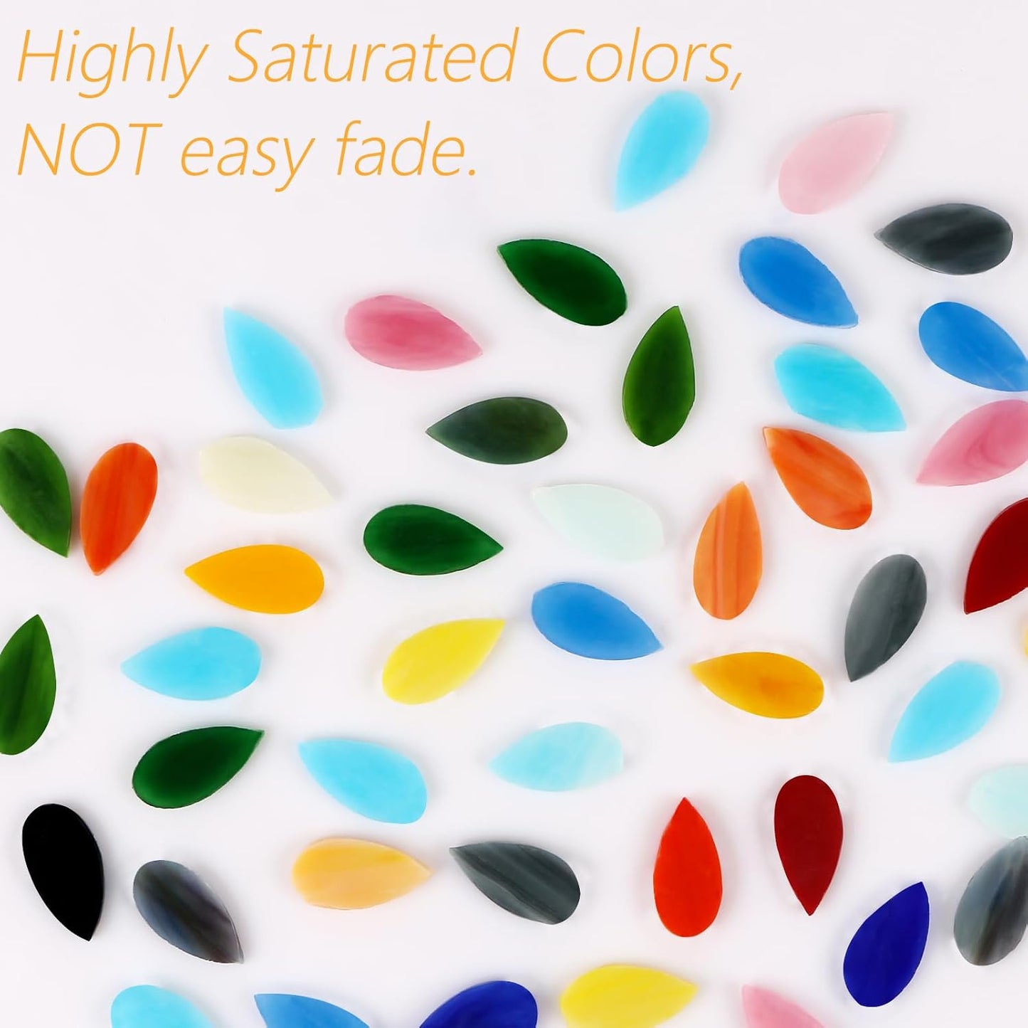 Flat Glass Mosaic Tiles, 150 pcs Stained Glass Mosaic, Waterdrop Gems for Home Decoration DIY Crafts