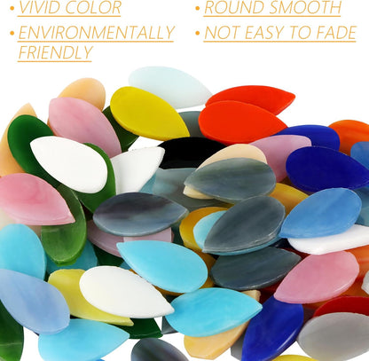 Flat Glass Mosaic Tiles, 150 pcs Stained Glass Mosaic, Waterdrop Gems for Home Decoration DIY Crafts