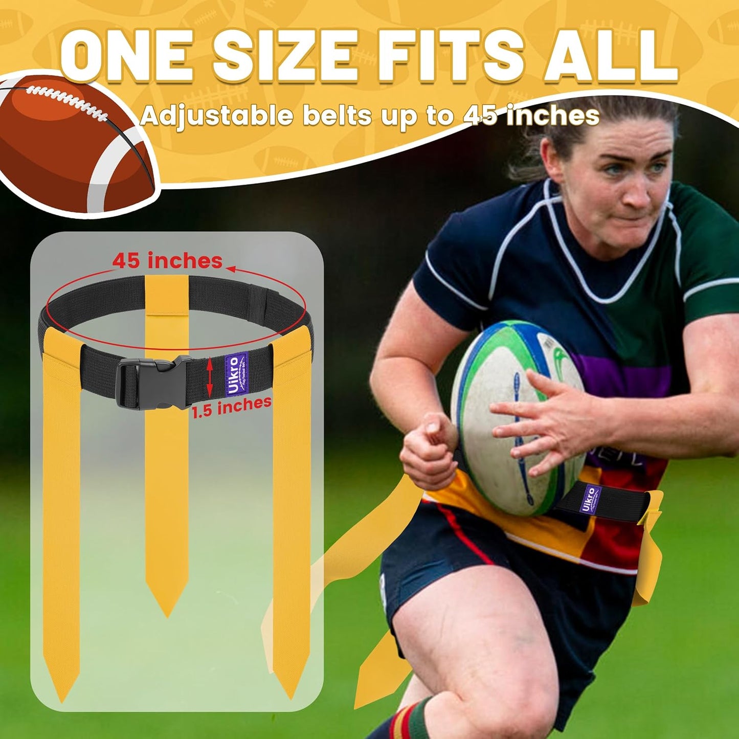 Flag Football Belts, 7 Player Flag Football Set, 21 Flags for Flag Football for Kids Youth Adults Training Sports