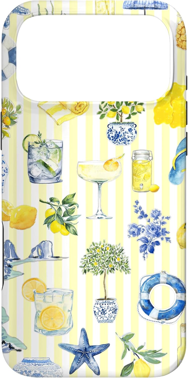 Aesthetic Italian European Summer Beach Amalfi Coast Lemon Case for iPhone 17 Pro Max