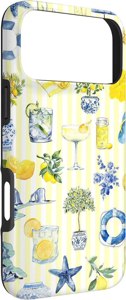 Aesthetic Italian European Summer Beach Amalfi Coast Lemon Case for iPhone 17 Pro Max