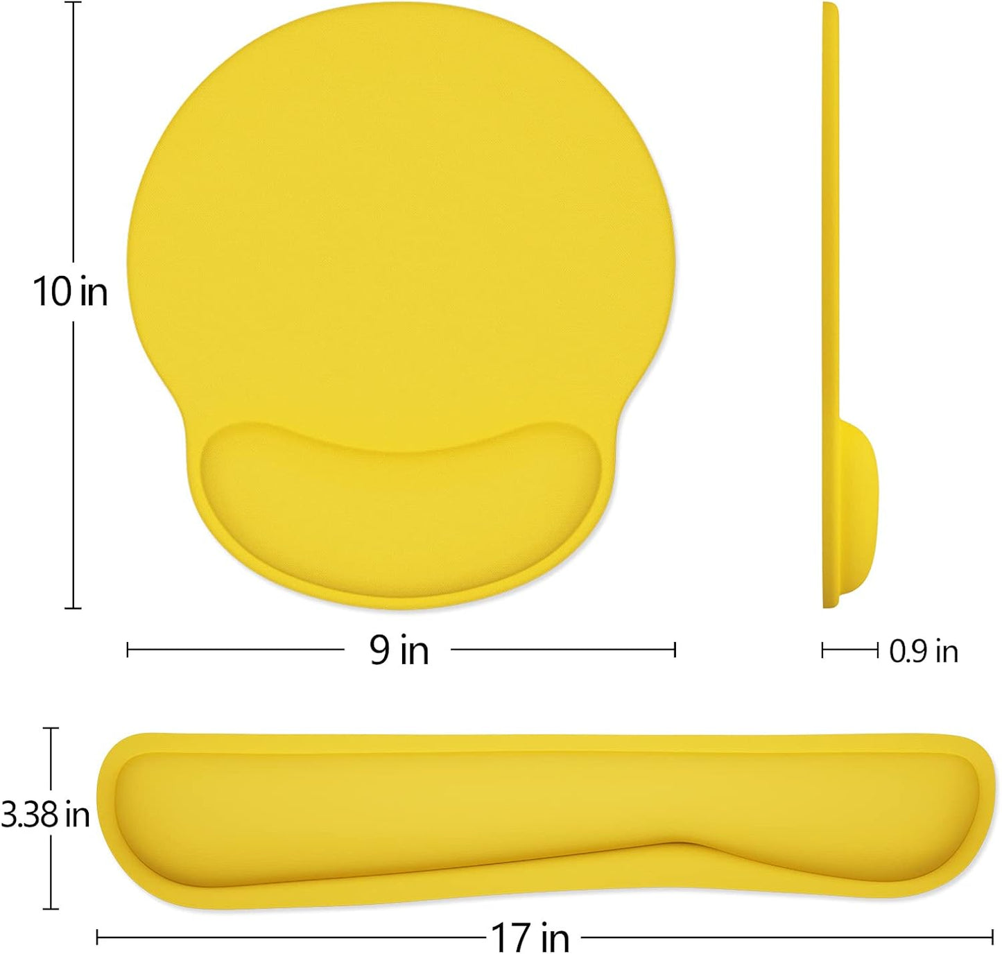 Keyboard Wrist Rest and Mouse Pad with Wrist Support, Cute Memory Foam Cushion for Keyboard and Mouse Set, Desktop Pad Rests with Non Slip Base for Easy Typing & Pain Relief, Apricot Yellow