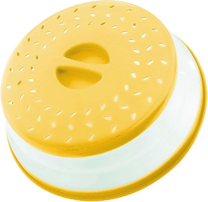 10.5 Inch Collapsible Microwave Splatter Cover, Dishwasher-safe, Microwave Plate Cover With Steam Vent，BPA-Free Silicone & Plastic (Light yellow)
