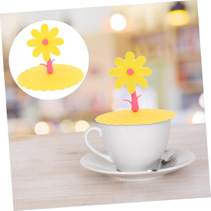 1pc Creative Silicone Flower Shape Cup Lid Leakage Light Yellow Chrysanthemum Cover for Mugs and Cups Keeps Drinks Fresh and Warm Attractive Design for Home and Office