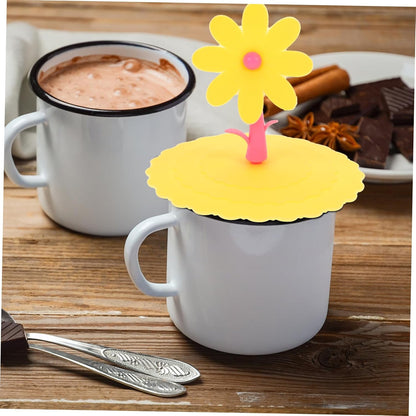 1pc Creative Silicone Flower Shape Cup Lid Leakage Light Yellow Chrysanthemum Cover for Mugs and Cups Keeps Drinks Fresh and Warm Attractive Design for Home and Office