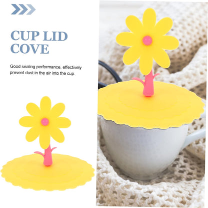 1pc Creative Silicone Flower Shape Cup Lid Leakage Light Yellow Chrysanthemum Cover for Mugs and Cups Keeps Drinks Fresh and Warm Attractive Design for Home and Office