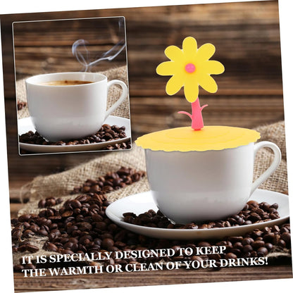 1pc Creative Silicone Flower Shape Cup Lid Leakage Light Yellow Chrysanthemum Cover for Mugs and Cups Keeps Drinks Fresh and Warm Attractive Design for Home and Office