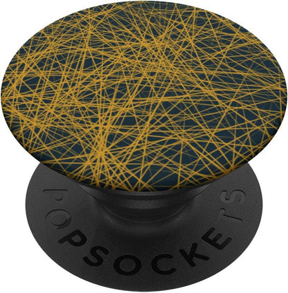 Navy and Mustard Yellow Geometric Line Pattern PopSockets Grip and Stand for Phones and Tablets