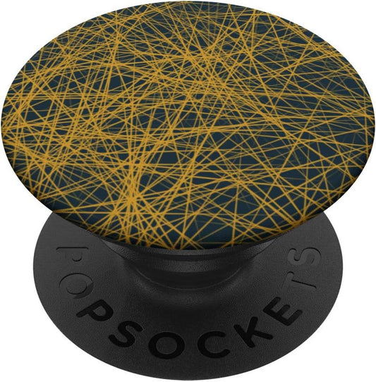 Navy and Mustard Yellow Geometric Line Pattern PopSockets Grip and Stand for Phones and Tablets