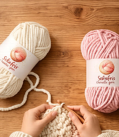 Chenille Yarn for Crocheting, Size 5 Bulky,Light Yellow | 100g/131yds Soft Chunky Velvet Yarn for Crochet and Knitting,Fluffy Baby Yarn for Amigurumi,Blankets and DIY Crafts.