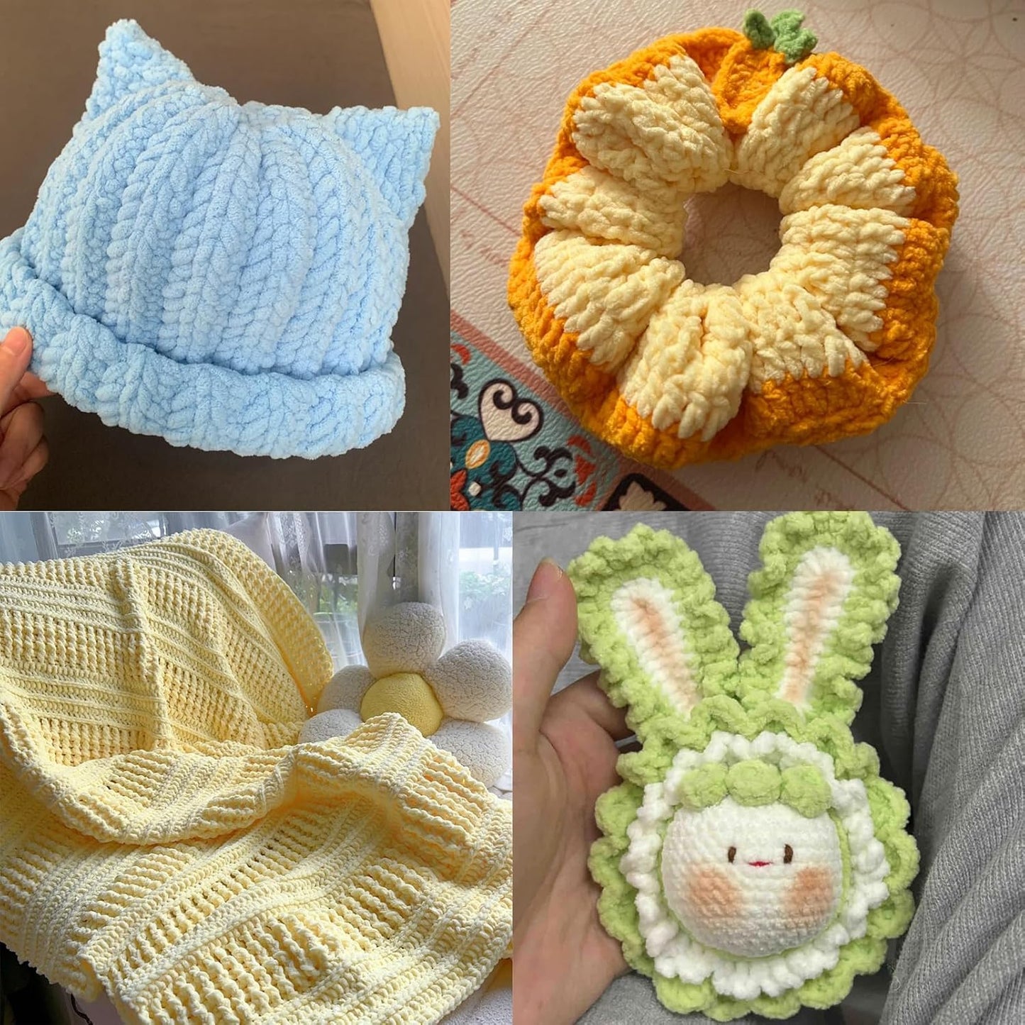 Chenille Yarn for Crocheting, Size 5 Bulky,Light Yellow | 100g/131yds Soft Chunky Velvet Yarn for Crochet and Knitting,Fluffy Baby Yarn for Amigurumi,Blankets and DIY Crafts.