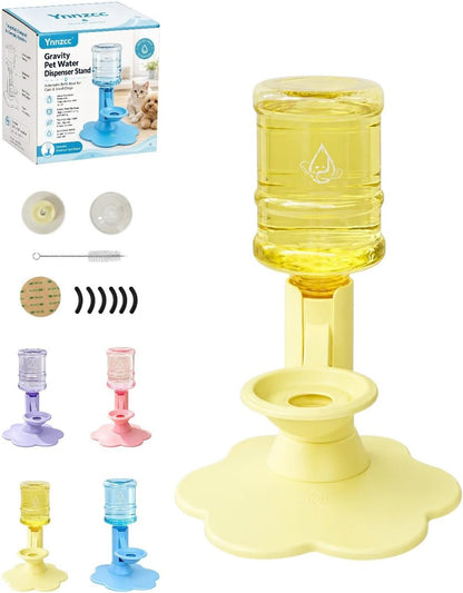 Gravity Cat Water Dispenser Stand, Automatic Refill Bowl, Fits Pets | Elevated Hands Free Hydration Station with Large Capacity Reservoir for Cats Dogs Daily Indoor Drinking(Yellow)