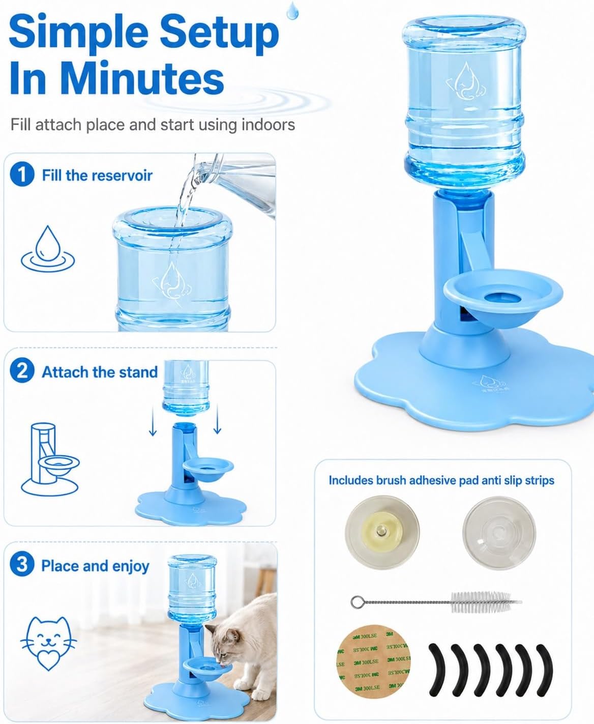 Gravity Cat Water Dispenser Stand, Automatic Refill Bowl, Fits Pets | Elevated Hands Free Hydration Station with Large Capacity Reservoir for Cats Dogs Daily Indoor Drinking(Yellow)