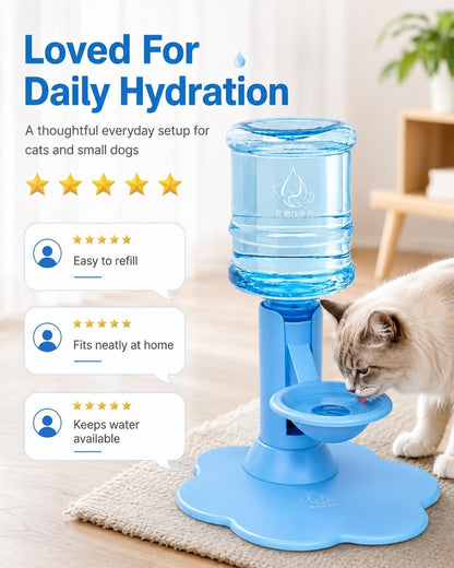 Gravity Cat Water Dispenser Stand, Automatic Refill Bowl, Fits Pets | Elevated Hands Free Hydration Station with Large Capacity Reservoir for Cats Dogs Daily Indoor Drinking(Yellow)