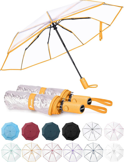 Windproof Travel Umbrellas for Rain and Sun, Withstands 85MPH Winds Auto Open Close Folding Umbrella with Ergonomic Handle, Quick Dry Canopy for Commuting or Backpack