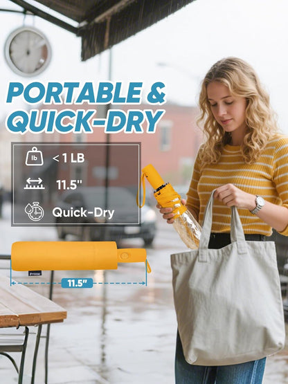 Windproof Travel Umbrellas for Rain and Sun, Withstands 85MPH Winds Auto Open Close Folding Umbrella with Ergonomic Handle, Quick Dry Canopy for Commuting or Backpack