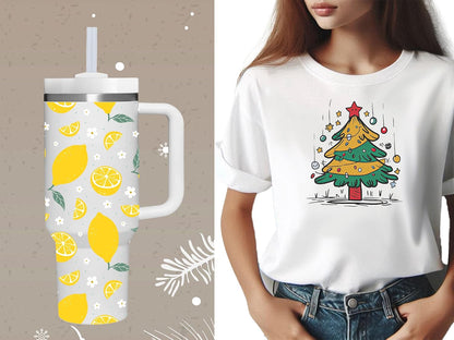 Lemon Gifts.40oz Lemon Tumbler with Handle.Lemon Lover Cup Gift.Birthday Christmas Lemons Tumblers Gift for Women Men.